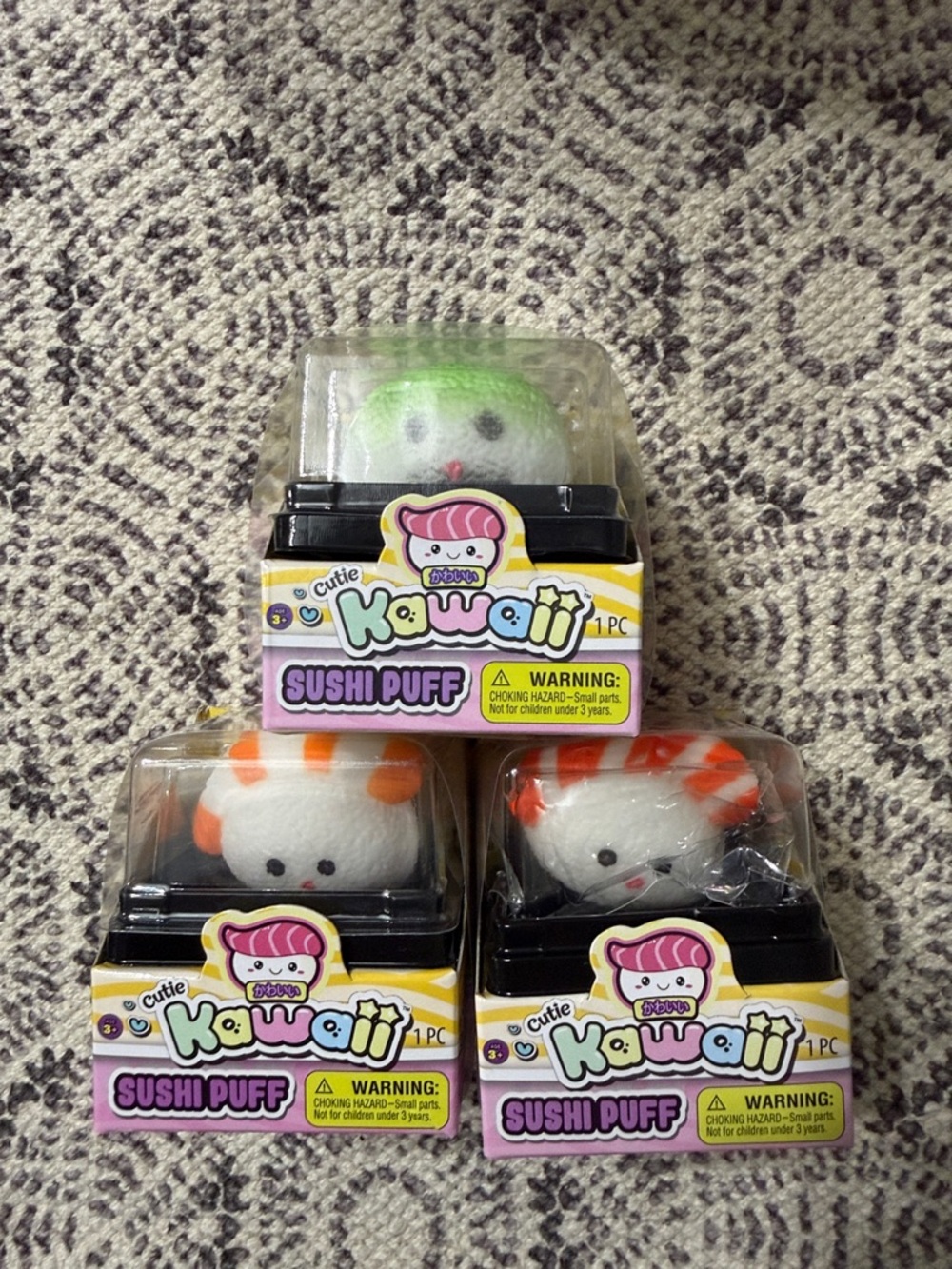 Kawaii Sushi Puff Plush 3-pack bundle